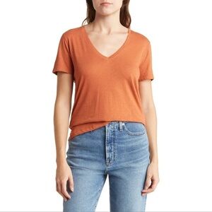 Madewell | Orange V Neck Top